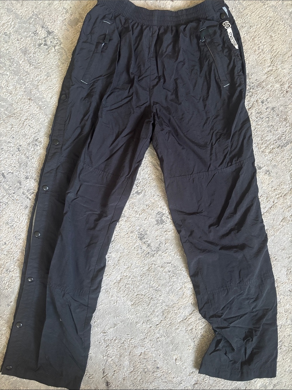VINTAGE 90s Structure Men's Black Snap-Open Athletic Joggers break away